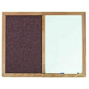 Aarco Products FCO2436M Oak Frame Combination Mauve Fabric Tack Board - 24 H x 36 W in.