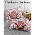 thumbnail image 2 of Easter Queen Pillow Cases Set of 2 - Microfiber Bed Throw Pillow Covers, Cartoon Cute Rabbit Cow Carrots Pink Buffalo Plaid Decorative Lumbar Pillow Cover with Envelope Closure for Sofa 20"x30", 2 of 6