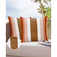 thumbnail image 6 of Pack of 2 Outdoor Pillow Covers, Boho Orange and Brown Striped Geometric Retro Farmhouse Waterproof Square Throw Pillowcase Cushion Decorative Pillow Covers for Couch Patio Tent, 20x20 in, 6 of 6