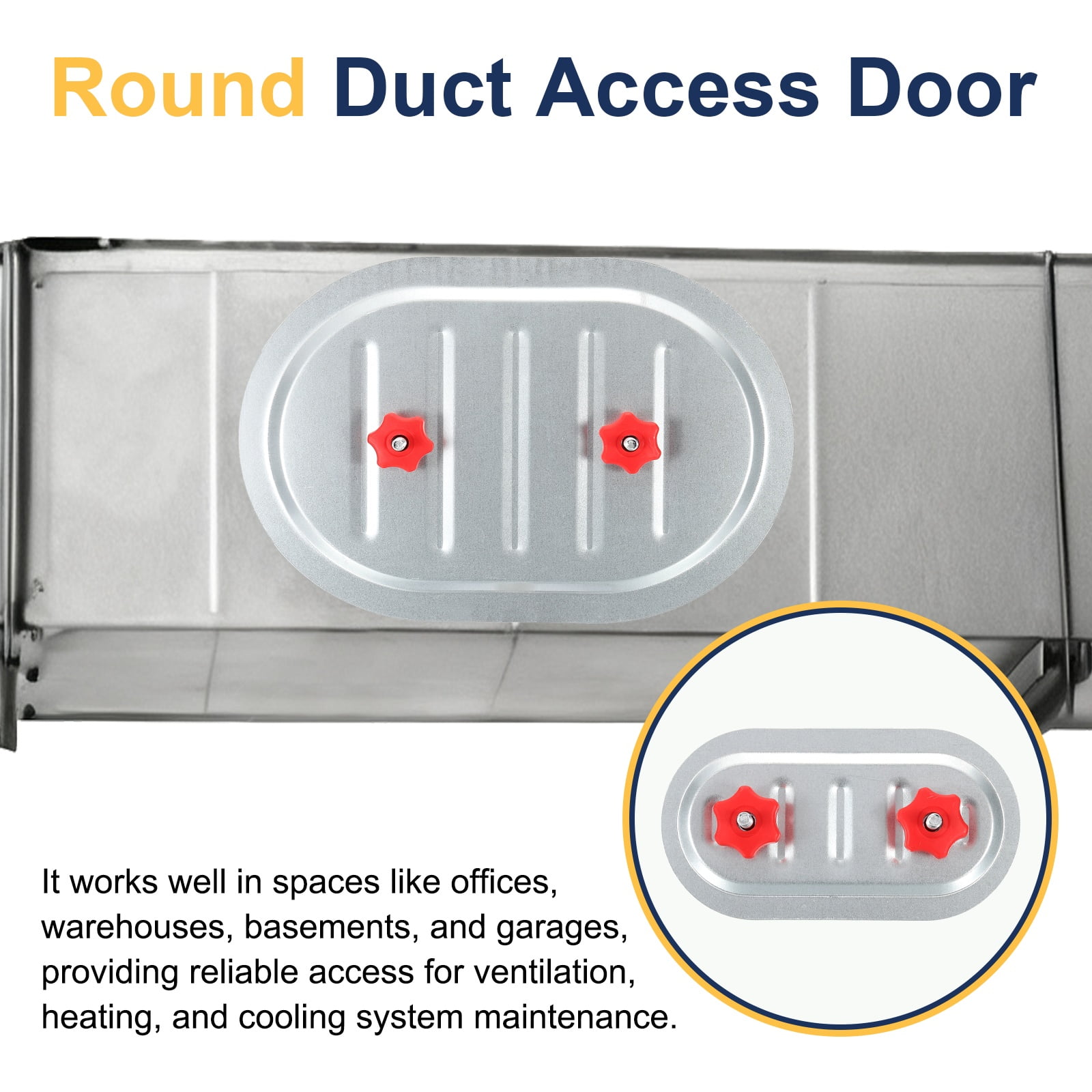 Uxcell 2Pcs Rectangular Duct Access Door, 7" x 3" Square Duct Maintenance Access Door Galvanized Steel Ducting Cover with Rubber Gasket Adjustable Knobs for HVAC Duct Inspection, Silver