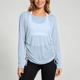 thumbnail image 2 of ZHOGXU Athletic Womens Long Sleeve T Shirt Round Neck Side Drawstring Loose Fit Tops Comfortable Everyday Wear, 2 of 4