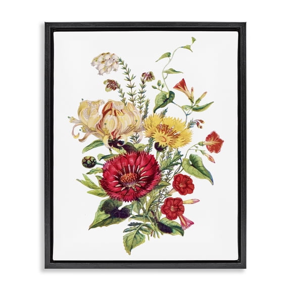Bundle Of Wild Florals Black Framed Floater Canvas Wall Art, design by Lettered and Lined