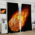 thumbnail image 4 of Boys Basketball Blackout Curtains for Kids Bedroom Living Room,Sports Theme Burning Basketball Print Pattern Thermal Insulated Darkening Curtain 2 Panel Set 55x63 Inch, 4 of 6