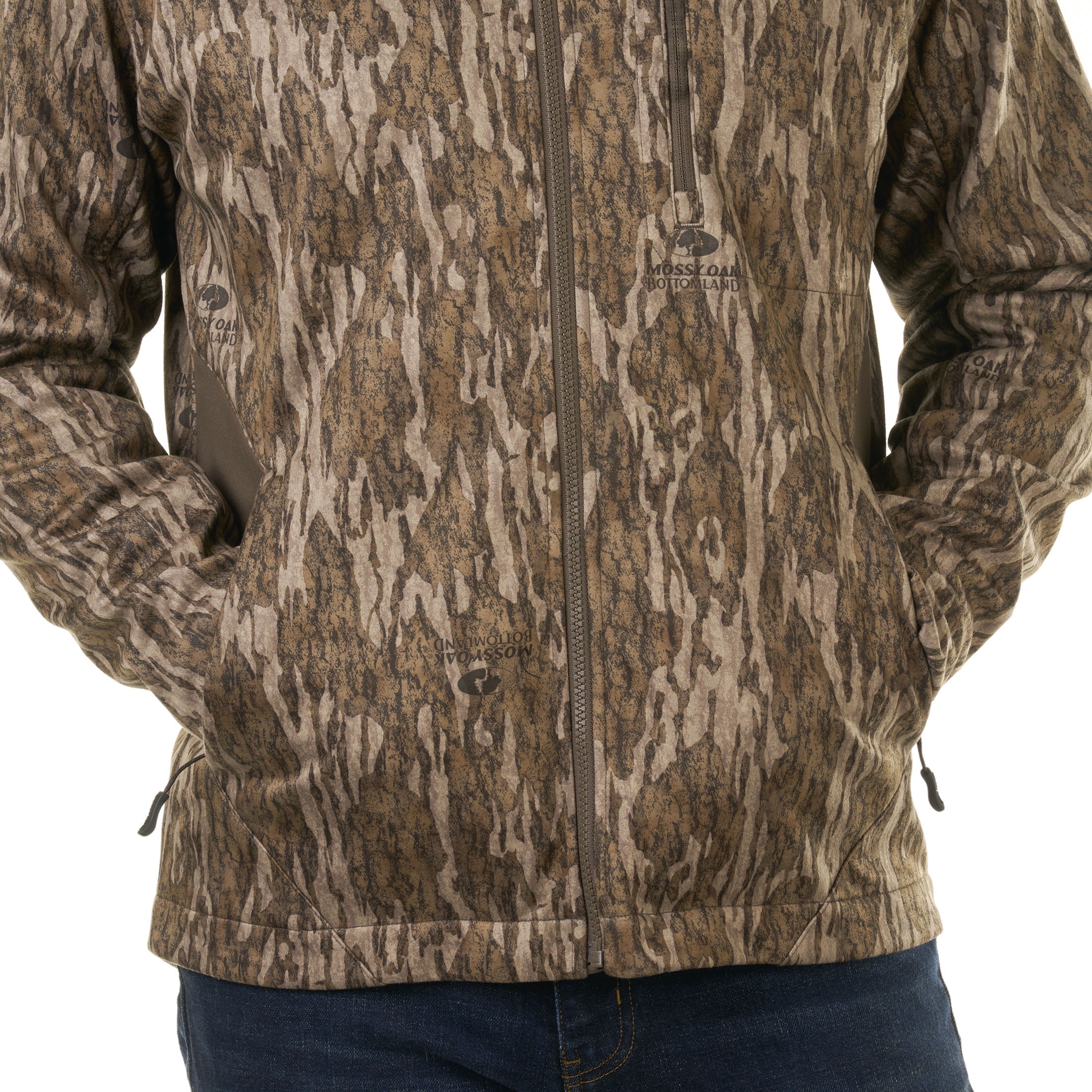 Mossy Oak Chill Cutter Men's Softshell Hunting Jacket, Mossy Oak Bottomland, Size 2XL