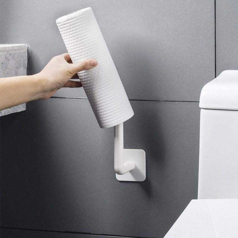 Kitchen Roll Paper Holder Self-adhesive Toilet Tissue Hanger Towel Storage Rack 