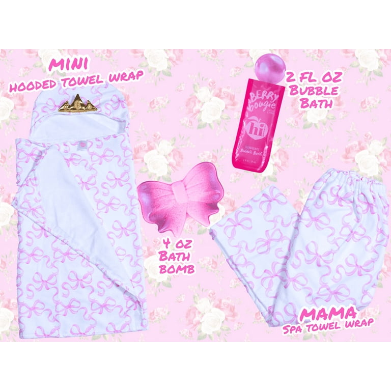 Hi Peach Layne Mama & Me Bath Wrap Set with Pink and White Bow