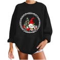 thumbnail image 1 of Pompotops Automne et Hiver Femmes Chandail Imprimé de Noël Col Rond Manches Longues Blouse Unie Hauts Chandails en Molleton, 1 of 1