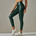 thumbnail image 4 of Female Leggings Women'S Fashion Leisure Sexy Nightclub High Waist Solid Color Slim Fit Pu Leather Pants Holiday Vacation Slacks For Woman, 4 of 8