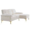 thumbnail image 3 of Triple Tree Modular L-Shaped Chenille Sectional Sofa with Gold-Plated Feet, Beige, 3 of 7