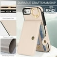 thumbnail image 5 of Allytechgroup iPhone SE 2022/2020/ iPhone 8 7 Wallet Case, Ring Holder Stand Cards Slots Shockproof Retro Flip Back Cover Phone Case for Apple iPhone SE 3rd 2nd Gen/ iPhone 8 7, White, 5 of 7