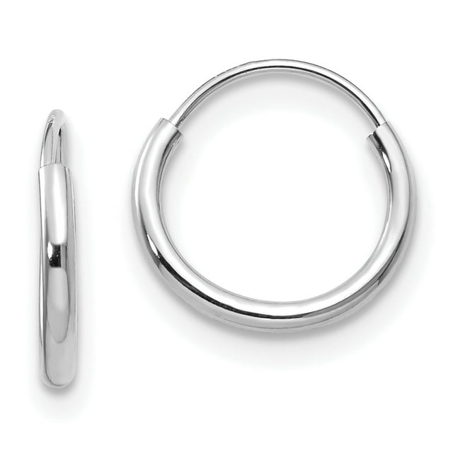 14k White Gold Endless Hoop Earrings Round