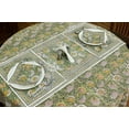 thumbnail image 2 of Green and Yellow Floral Block Printed Table Cover, Round Tablecloth, Luxury Cotton Tablecloth, Dining Table Linenes, Table Top 72x72 Inches, 2 of 5