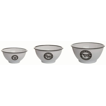 Transpac Metal 10.5 in. Off-White Spring Enamelware Farmers' Market Mixing Bowls Set of 3