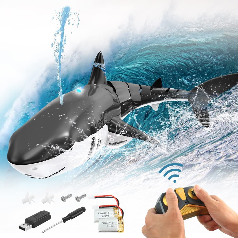 2.4G Remote Control Shark Toy[2022 Version], 1:18 Scale High Simulation ...