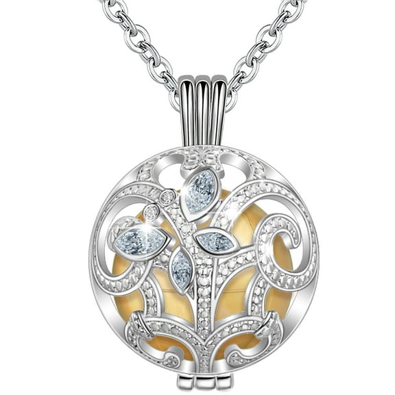 EUDORA Elegant Butterfly Pet Dog Cat Urn Necklace for Ashes, Cremation Jewelry Pendant for Loss of Loved One Keepsake Memorial Sympathy Gifts for Women Men Son Dad - Silver Ball & 24 inch Chain