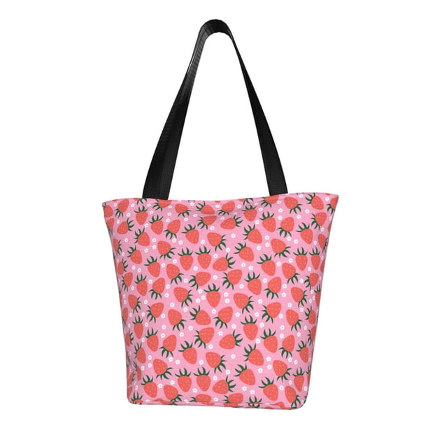 Balery Strawberry Bolsa de Hombro con Diseño, Bolsa Grande y Duradera, Bolsa Versátil para Compras
