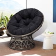 thumbnail image 2 of LOGYAT Wicker Papasan Circle Chair, 360° Swivel Chair, 37" Living Room Chair, Indoor Outdoor Rattan Chair with Thick Cushion, Ideal for Teenagers,Grey Rattan with Black Cushion, 2 of 6