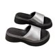thumbnail image 3 of Plataforma de diapositivas sandalias suave suela antideslizante cómodo deslizamiento en sandalias para el hogar playa compras plata 37, 3 of 8