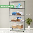 thumbnail image 3 of 5-Tier Shelving Unit Storage Shelves with Wheels Heavy Duty Metal Rack NSF Height Adjustable for Laundry Bathroom Kitchen Garage Pantry Organization -60inx30inx14in(Black), 3 of 7