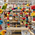 thumbnail image 5 of Bird Swing Toy Natural Wooden Perch with Colorful Plastic Beads and Two Chimes for Parrot Cage Decor, 5 of 9
