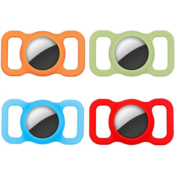 Support de Collier pour Chien Airtag, Lot de 4 Étuis en Silicone pour Collier d'Animal, Support pour Airtag, Adapté aux Accessoires de Collier pour Chien et Chat, Support de Boucle pour Collier de Chat et Chien