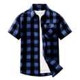 thumbnail image 6 of Fnooota Men's Plaid Shirts, Short Sleeve Casual Summer Lightweight Button Down Shirts Blue Size S-3XL, 6 of 7