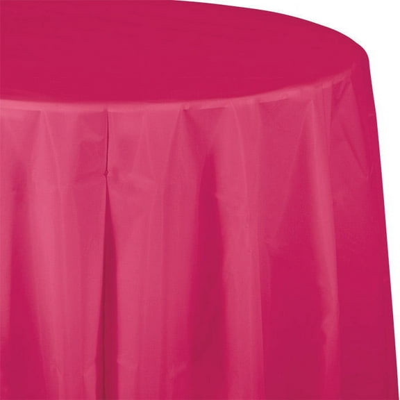 12 Count Bulk Pack Hot Magenta Round Plastic 82 inch Table Covers