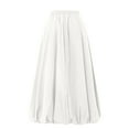 thumbnail image 5 of Efsteb Womens Skirts Elastic Waist Pleated Long Skirt Casual Fashion Spring Fall Solid Color Comfy Skirts (White,L), 5 of 7