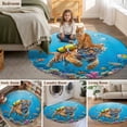 thumbnail image 6 of Funny Tiger Diving Round Living Room Rugs 8 ft, Seafloor Corals Fish Oceans Modern Washable Large Area Rug with Non-Slip Sturdy Edge Binding Round Carpet for Dining Room Kitchen Office, 6 of 9