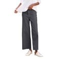 thumbnail image 4 of CIENVNSTG Linen Pants Women Wide Leg Elastic High Waist Cropped Trousers Summer Fashion Business Casual Work Pant with Pockets Dark Gray L, 4 of 7
