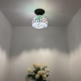 thumbnail image 2 of Tiffany Ceiling Lights Fixture Purple Stained Glass Green Leaves LED Bulb Included for Living Room Bedroom Kitchen 8”W*8”D*8”H, 2 of 5
