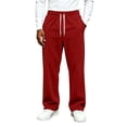 thumbnail image 7 of TKKCS Mens Corduroy Casual Pants- Baggy Loose Fit Elastic Drawstring Waist Wide Leg Straight Pants with Pockets Red Size 2XL, 7 of 7