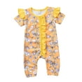thumbnail image 2 of Baby Girls Floral Print Romper, Short Sleeve O-neck Button-up Jumpsuit, 2 of 8