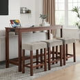 thumbnail image 3 of 59 Inch Bar Table, Dining Table, Sofa Table with Power Outlet, 3 Upholstered Stools, 4 Piece Bar Table and Chair Set for Living Room, 3 of 9