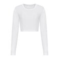 thumbnail image 1 of Awdis - Crop Top de Manga Larga para Mujer (Blanco Sólido), 1 of 2
