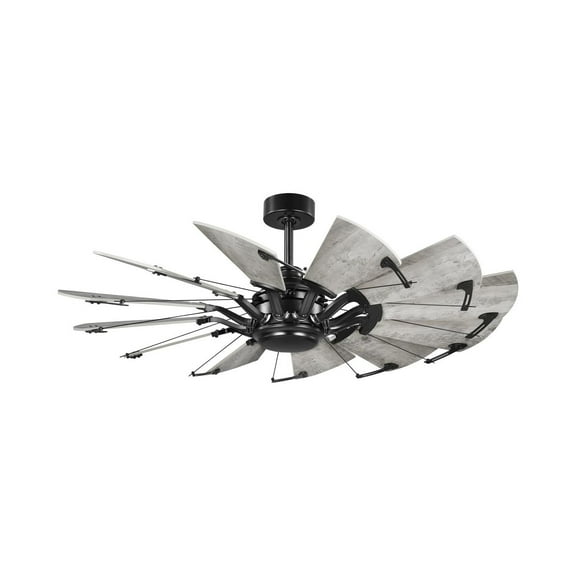 Springer Collection 52-Inch Matte Black 12-Blade DC Motor Windmill Ceiling Fan