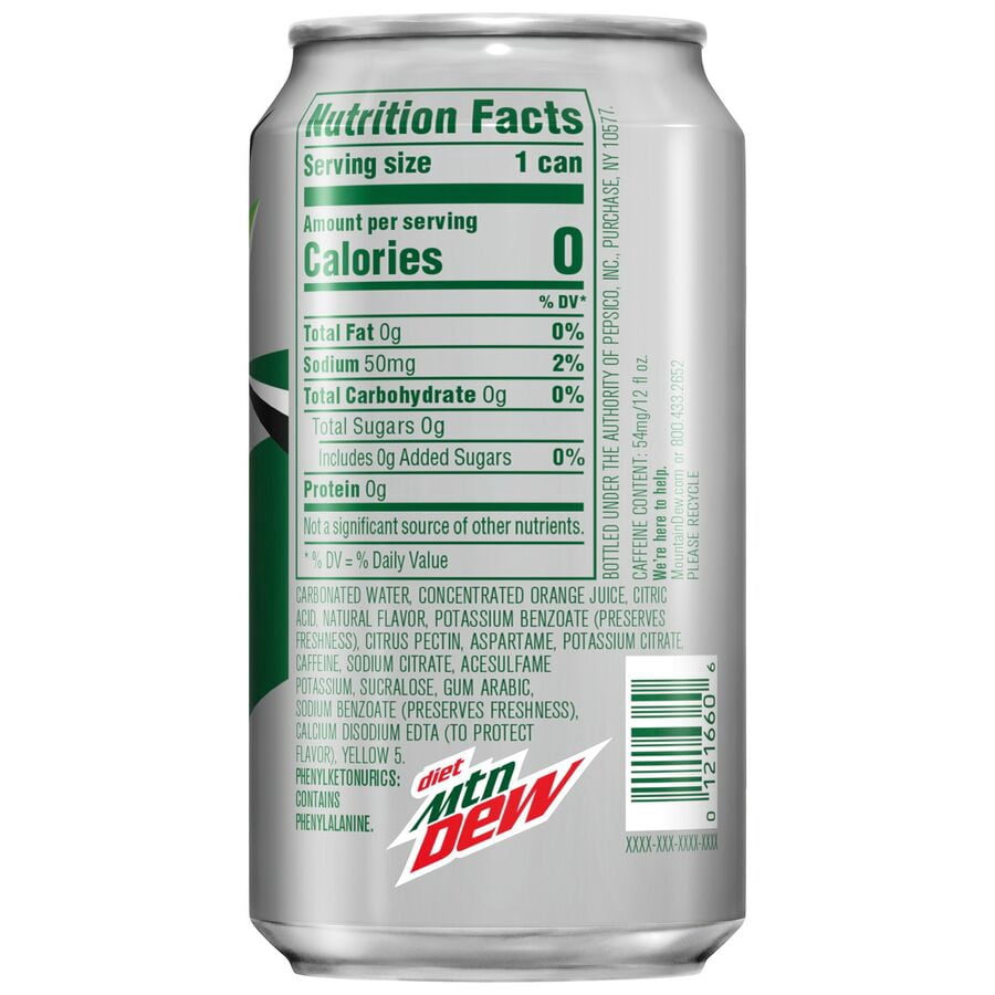 Diet Mountain Dew Soda Pop, 12 fl oz, 6 Pack Cans