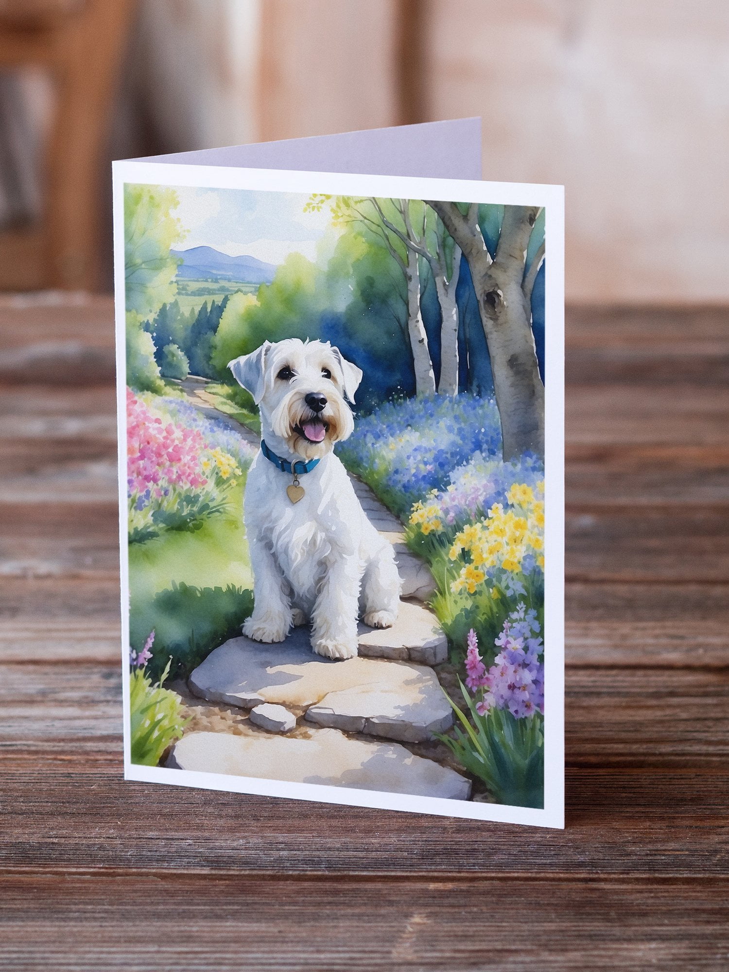 Sealyham Terrier Spring Path Greeting Cards Pack of 8 7 in x 5 in