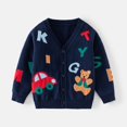 thumbnail image 2 of CYRBOKO Sweaters for Toddler Girls, Long Sleeve Cotton Loose Knit Winter Cardigans Navy Size 3-4 T, 2 of 8