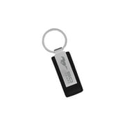 Ford Mustang 50th Anniversary Black Leather & Metal Rectangular Key Chain Keychain Fob