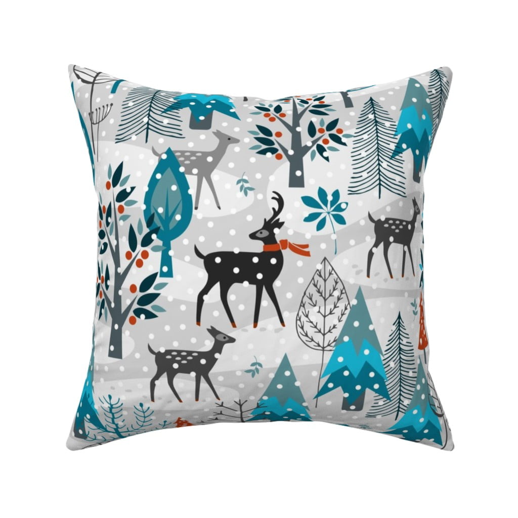 Winter Wonderland Woodland Throw Pillow Cover w Optional Insert by