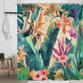 thumbnail image 2 of Tropical Colorful Palm Leaf Shower Curtain, Tropical Floral Leaves Hawaiian Botanical Jungle Plant Bathroom Curtain, Waterproof Cloth Fabric Bath Curtain Accessories with Hooks, 69X70IN, 2 of 4