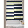 thumbnail image 3 of Sheer Curtains 63 Inch Length 2 Panels Set for Bedroom, Yellow Navy Blue Striped Semi Sheer Curtains for Windows, Neutral Minimalist Lines Voile Window Treatments Rod Pocket Curtain, 3 of 7