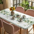 thumbnail image 3 of Eucalyptus Leaves Table Cloths for 6 Foot Rectangle Tables, Sage Green Plaid Watercolor Patio Waterproof Elastic Fitted Tablecloths, Washable Rectangular Table Cover for Camping, 3 of 8
