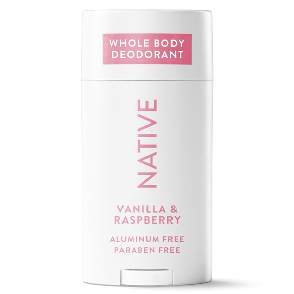 Native Aluminum Free Sensitive Whole-Body Deodorant Stick, Vanilla & Raspberry Scent 2.4 oz