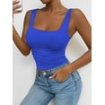 thumbnail image 4 of Women'S Summer Sleeveless Square Neck Tank Top Ruched Slim Fit Basic Vest Tops Royal Blue S, 4 of 9