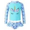 thumbnail image 3 of MSemis Kids Girls Rashguard Swimsuit & Swim Bottoms Set with UPF 50+, 2-Piece, Size 4-16 Blue Fish Scales 12, 3 of 5