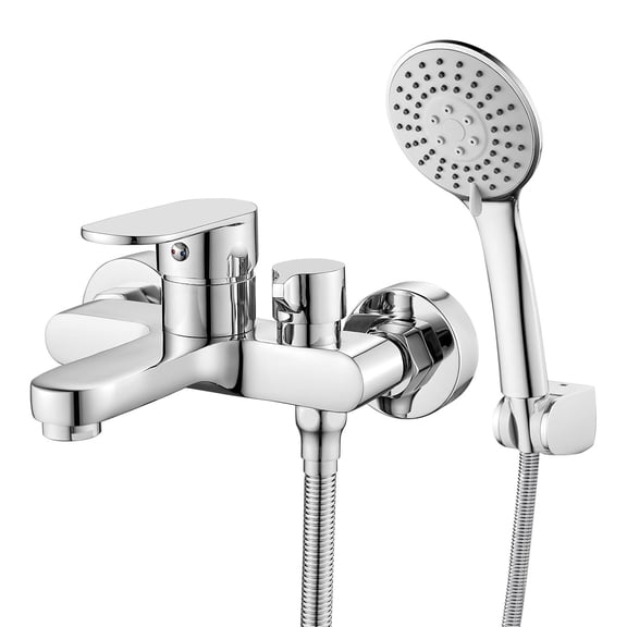 Bathtub Faucet with Hand Shower Sprayer, Single Handle Shower Mixer Tap, Center Bathroom Tub Faucet, Bath Tap with 3 Functions Shower Head, Shower Tap Bath Set for Bathroom Shower