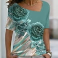 thumbnail image 2 of Gibobby Blusa Sexy Cuello en V Camiseta manga corta con estampado flores y cuello inclinado suelto para mujer a la moda verano(G,CH), 2 of 4