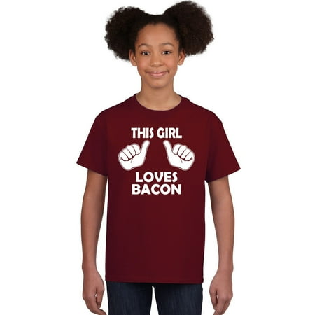 - Crazy Dog T-shirts Kids This Girl Loves Bacon T-Shirt Funny Youth Shirt For Girls